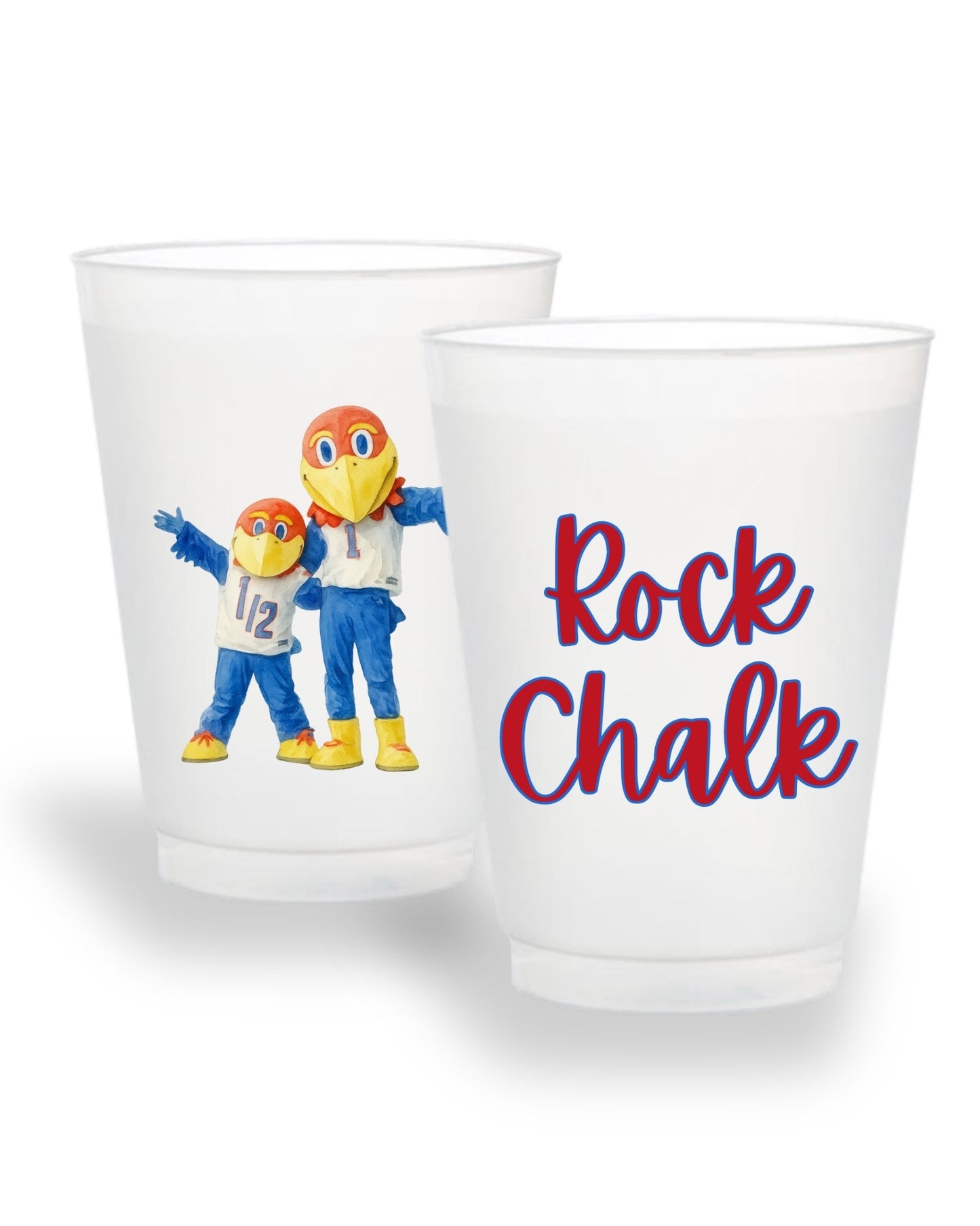 Kansas Rock Chalk ready-made frosted party cups
