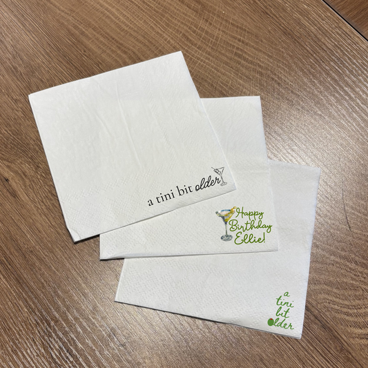 Custom "A Tini Bit Older" Cocktail Napkins