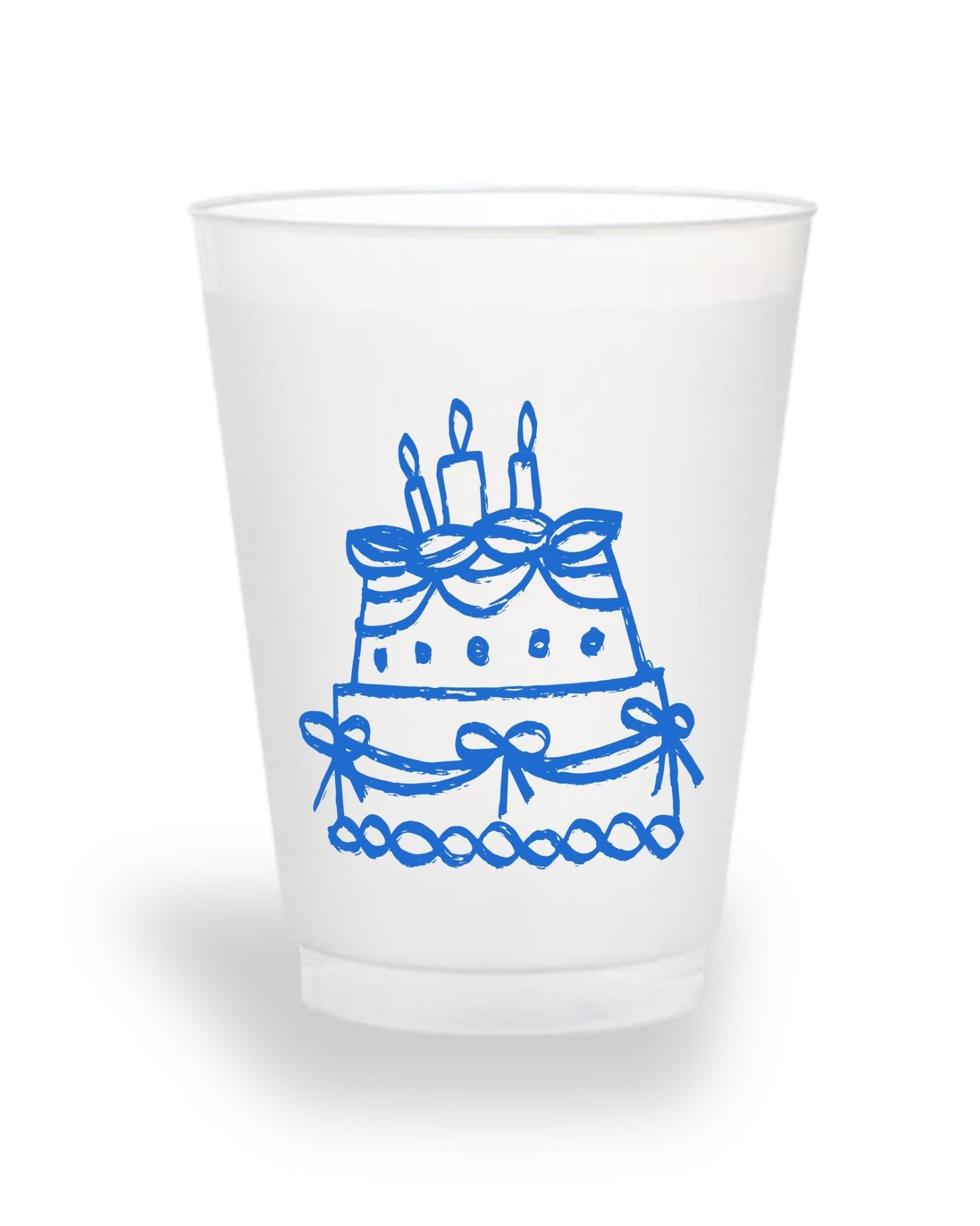 Blue birthday cake ready-made frosted party cups