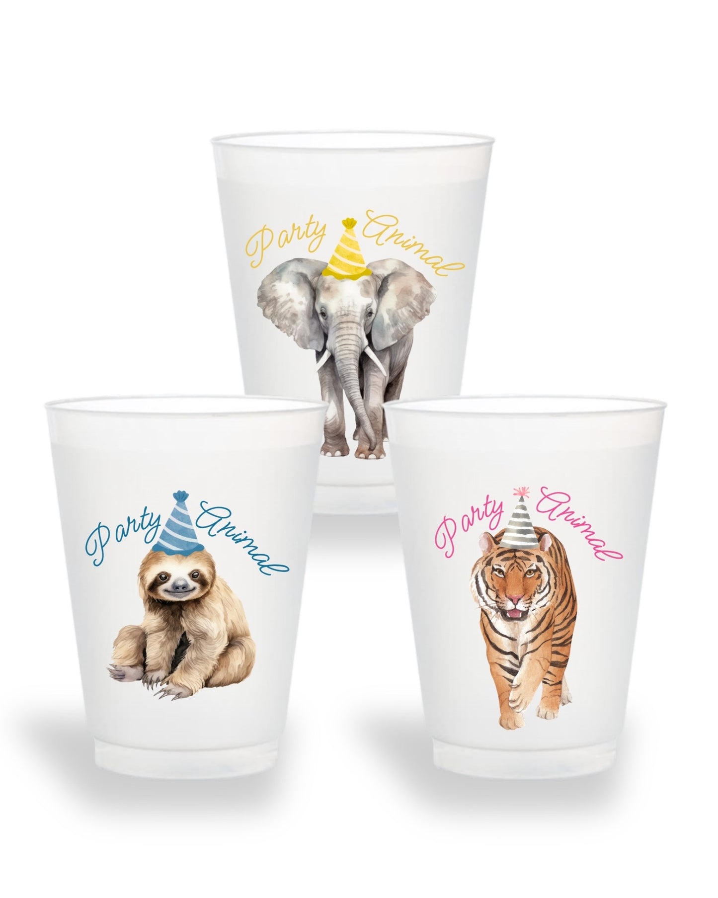 Party Animal assorted ready-made frosted party cups